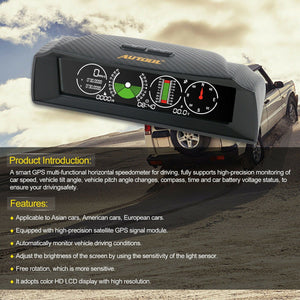 Autool GPS Inclinometer Angle Tilt Slope Meter Indicator Level Gauge Speed Alarm - the4x4store.co.za