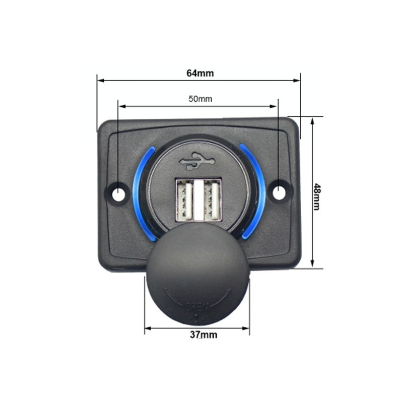 Flat Mount Dual Usb Charger 3.1A Total